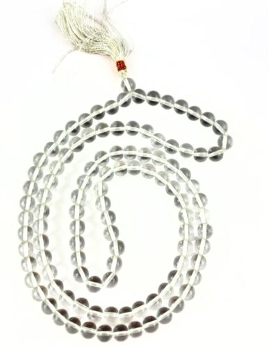 Jet Best Quality Crystal Quartz Prayer Japa Mala 7-8 mm 108 + 1 Prayer A++ Beads