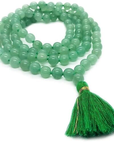 Jet Best Quality Green Aventurine Prayer Japa Mala Free Booklet jet International Crystal Therapy