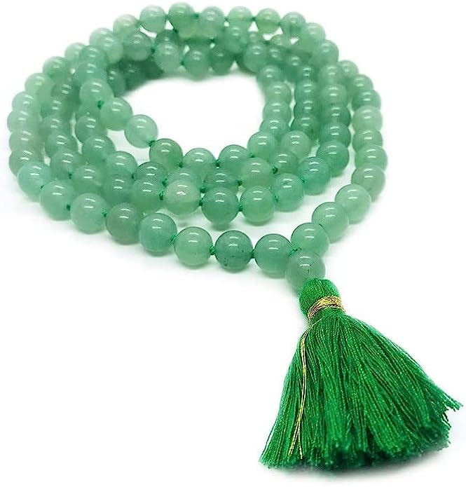 Jet Best Quality Green Aventurine Prayer Japa Mala Free Booklet jet International Crystal Therapy