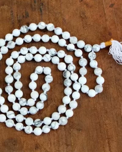 Howlite Japamala 108 Beads | Handcrafted Meditation Mala for Yoga, Prayer, Reiki, Chakra Balancing & Spiritual Healing