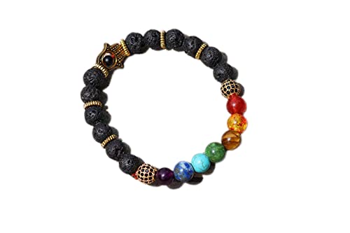 Seven Chakra lava Beads Bracelet – www.blissfulagate.com