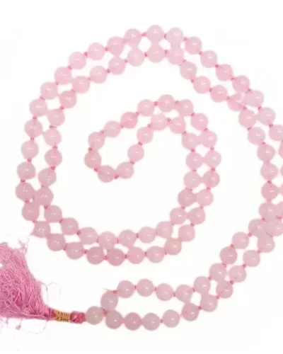 Rose Quartz Japamala 108 Beads | Handcrafted Meditation Mala for Yoga, Prayer, Reiki, Chakra Balancing & Spiritual Healing
