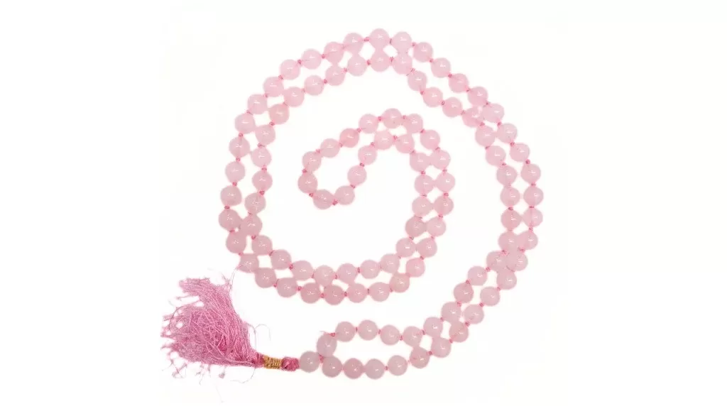 Rose Quartz Japamala 108 Beads | Handcrafted Meditation Mala for Yoga, Prayer, Reiki, Chakra Balancing & Spiritual Healing