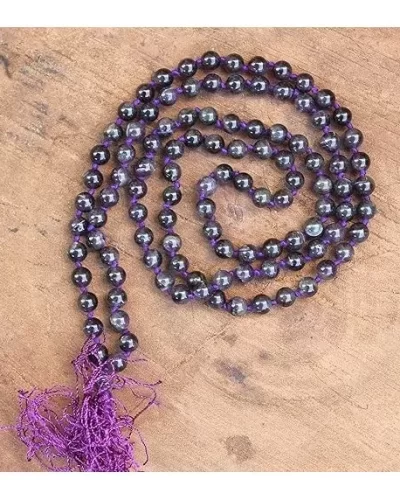 Amethyst Japamala 108 Beads | Handcrafted Meditation Mala for Yoga, Prayer, Reiki, Chakra Balancing & Spiritual Healing