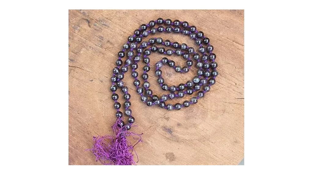 Amethyst Japamala 108 Beads | Handcrafted Meditation Mala for Yoga, Prayer, Reiki, Chakra Balancing & Spiritual Healing