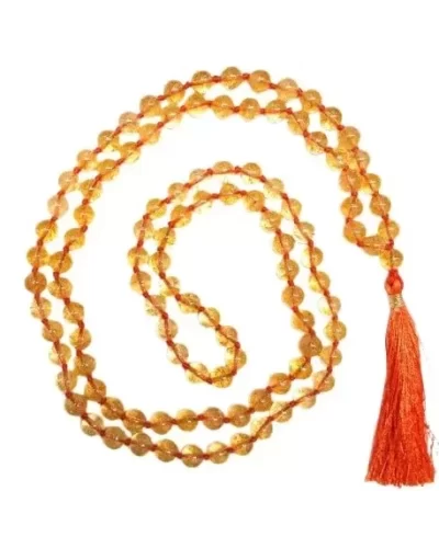 Citrine Japamala 108 Beads | Handcrafted Meditation Mala for Yoga, Prayer, Reiki, Chakra Balancing & Spiritual Healing