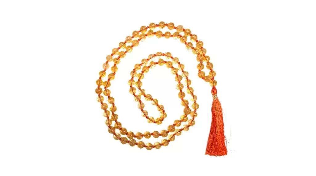 Citrine Japamala 108 Beads | Handcrafted Meditation Mala for Yoga, Prayer, Reiki, Chakra Balancing & Spiritual Healing
