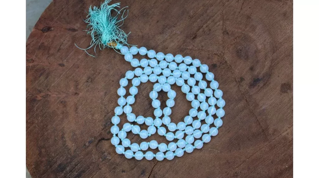 Opalite Healing Crystal Japamala 108 Beads | Handcrafted Meditation Mala for Yoga, Prayer, Reiki, Chakra Balancing & Spiritual Healing