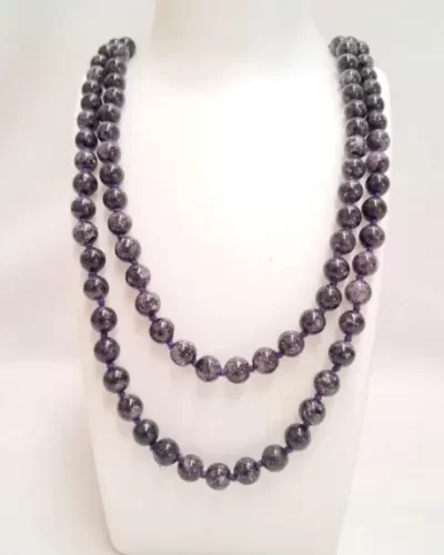 Lepidolite Japamala 108 Beads | Handcrafted Meditation Mala for Yoga, Prayer, Reiki, Chakra Balancing & Spiritual Healing