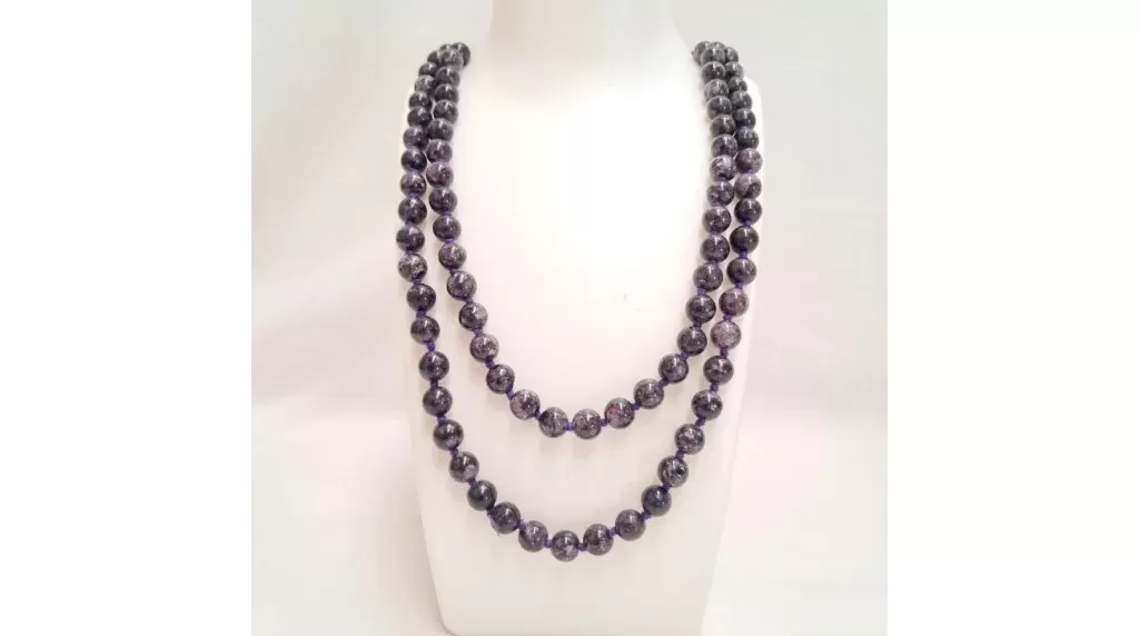 Lepidolite Japamala 108 Beads | Handcrafted Meditation Mala for Yoga, Prayer, Reiki, Chakra Balancing & Spiritual Healing