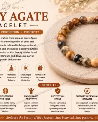 Jet Crazy Agate Bracelet | 8mm Beads | Inner Strength | Mental Stability