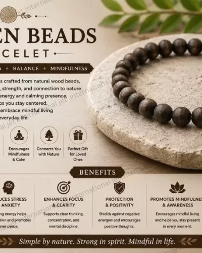 Jet Wooden Bracelet | 8mm Beads | Good Luck Charm | Protection