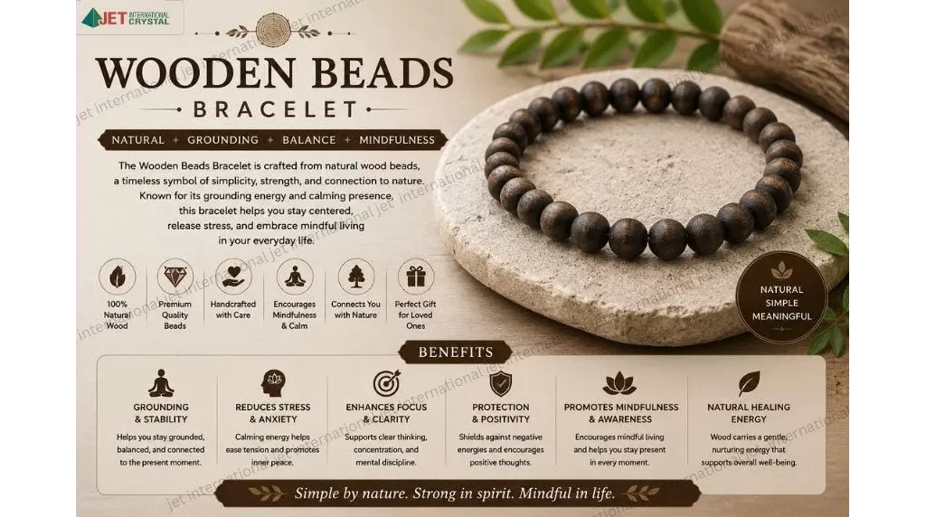 Jet Wooden Bracelet | 8mm Beads | Good Luck Charm | Protection