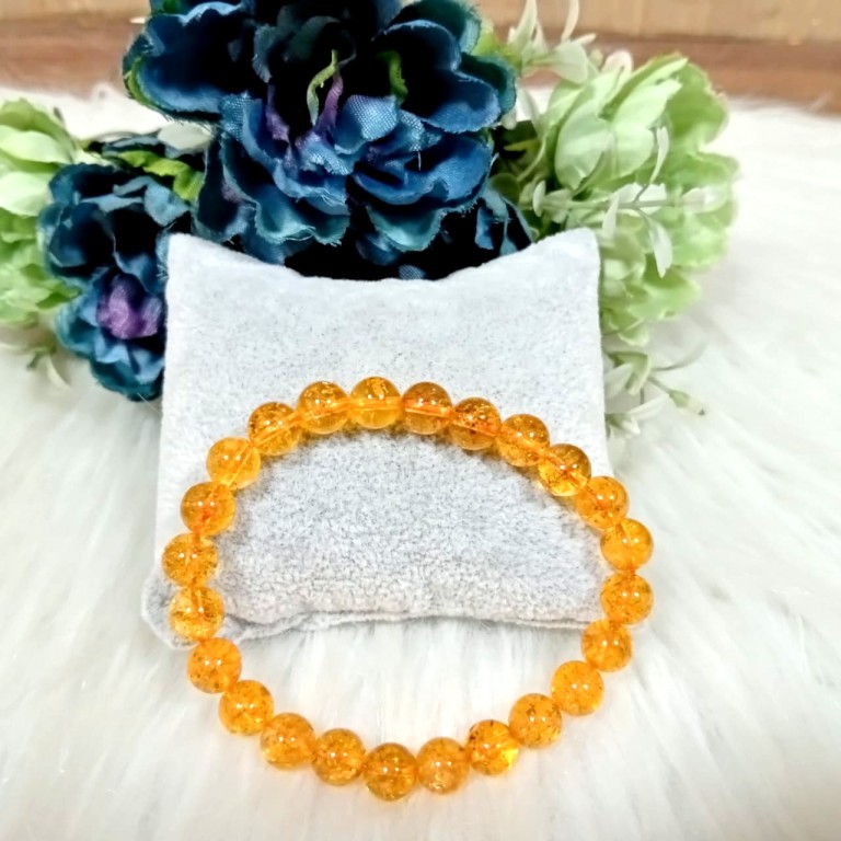 Jet Citrine Bracelet | 8mm Beads | Wealth Attraction | Confidence Boost