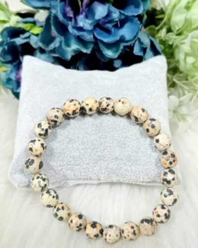 Jet Dalmation Jasper Bracelet | 8mm beads | Root Chakra balance | Emotional Stability