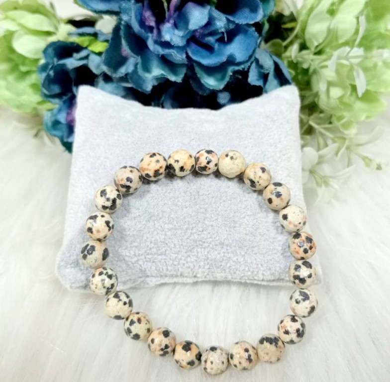 Jet Dalmation Jasper Bracelet | 8mm beads | Root Chakra balance | Emotional Stability