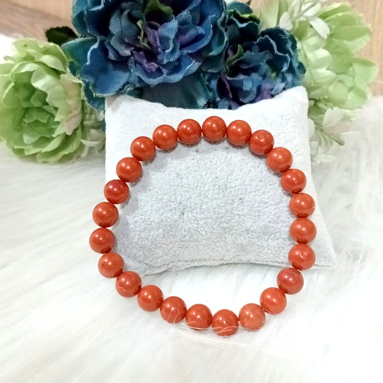 Jet Red Jasper Bracelet | 8mm Beads | Chakra Balancing | Healing