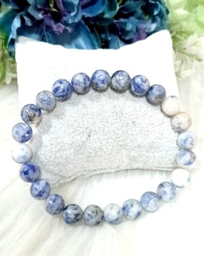 Jet Sodalite Bracelet | 8mm Beads | Throat chakra balancing | Awaking awareness