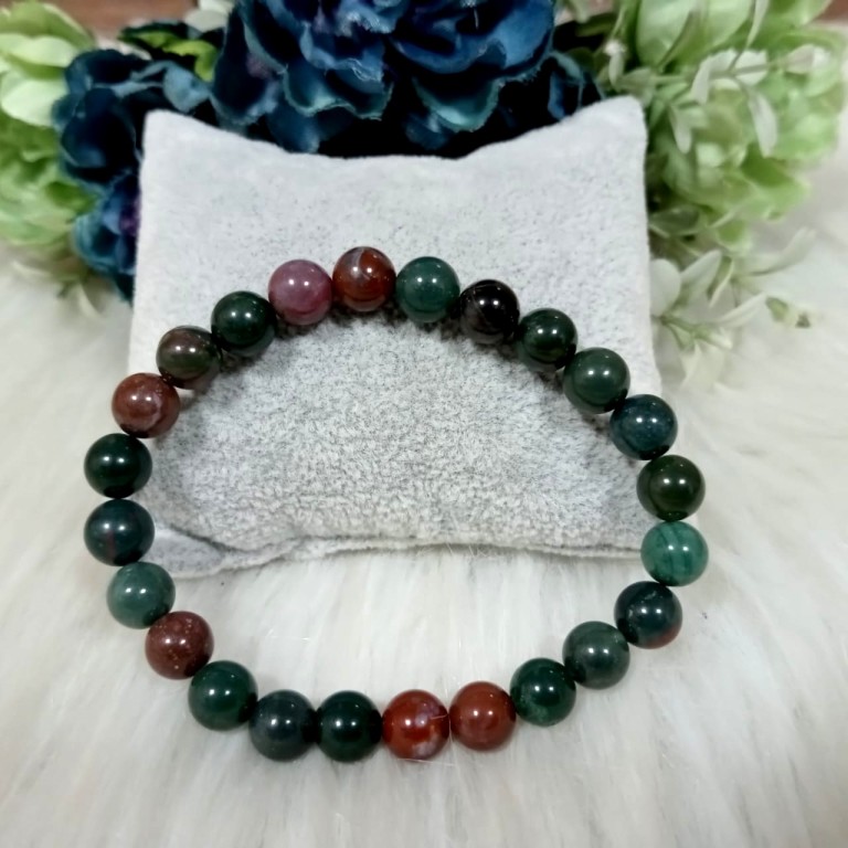 Jet Bloodstone Bracelet | 8mm Beads | Healing Support | Strength & Courage