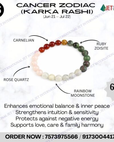 Jet Cancer Zodiac Bracelet | 8mm Beads | Emotional Healing | Intuition Boost