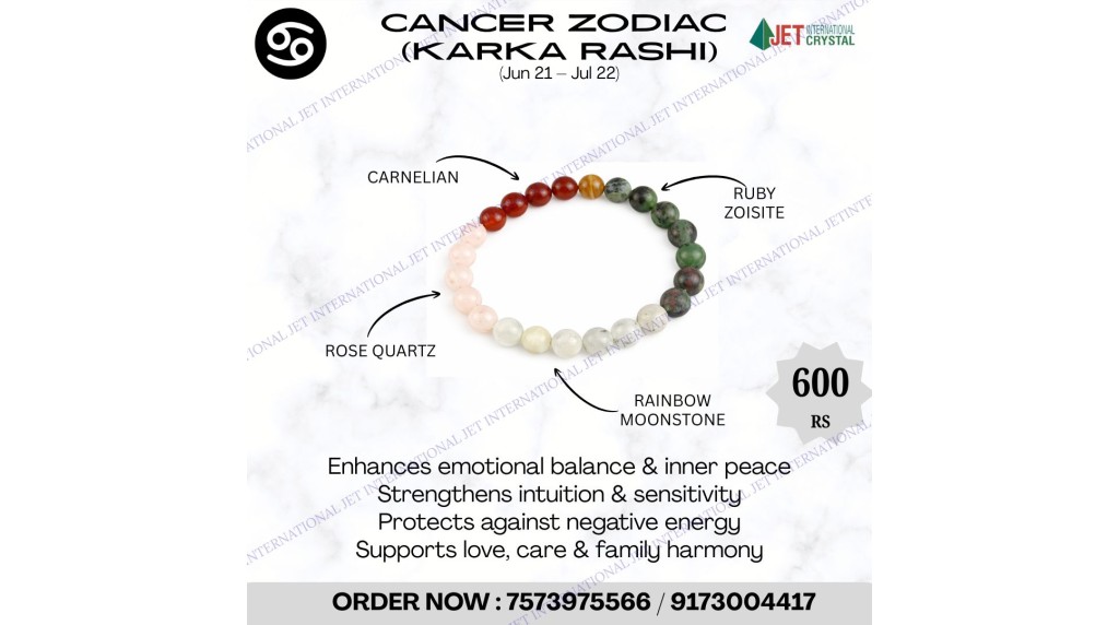 Jet Cancer Zodiac Bracelet | 8mm Beads | Emotional Healing | Intuition Boost