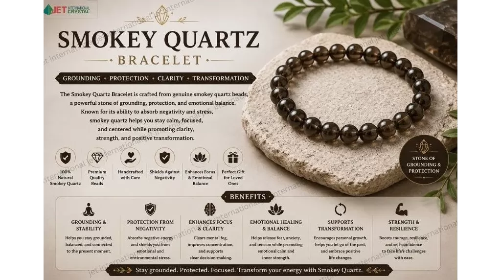 Jet Smokey Bracelet | 8mm Beads | Grounding Energy | Negative Energy Remove