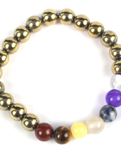 JET NEW PYRITE CHAKRA BRACELET | 8mm Beads | Money Magnet | Protection Shield
