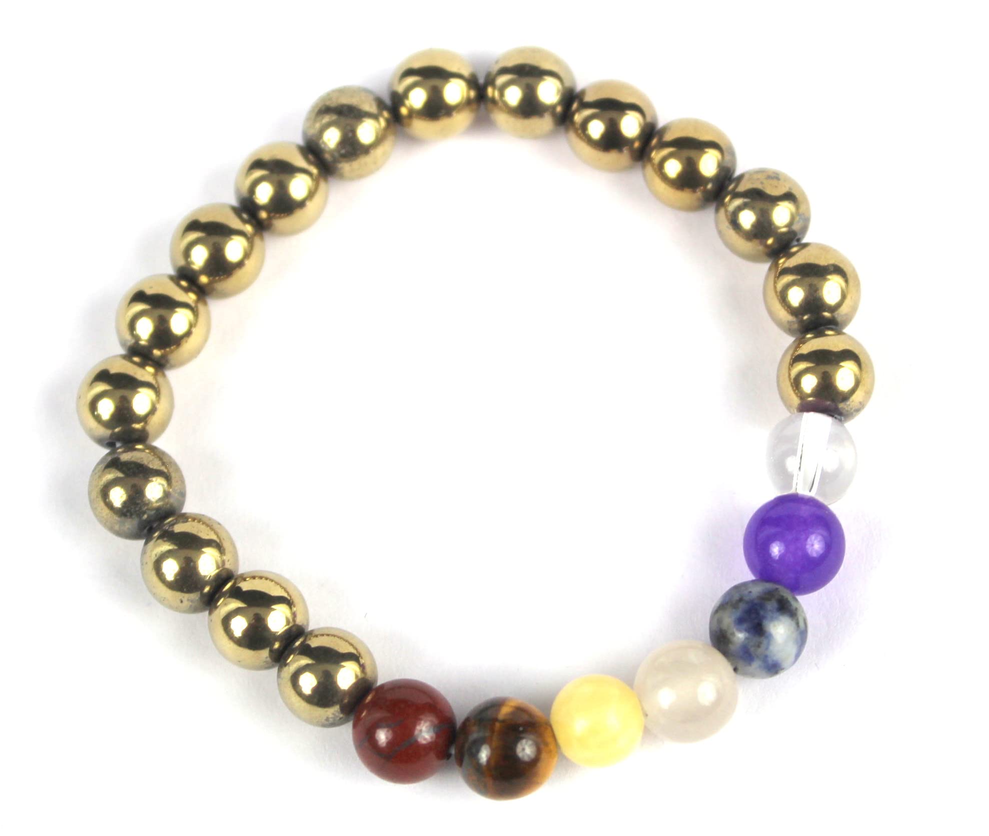 JET NEW PYRITE CHAKRA BRACELET | 8mm Beads | Money Magnet | Protection Shield