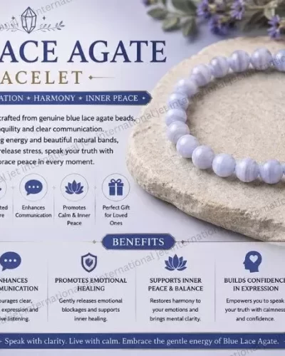 Jet Blue Lace Bracelet | 8mm Breads | Smooth Communication | Calm Mind | Mercury-Moon Balancing