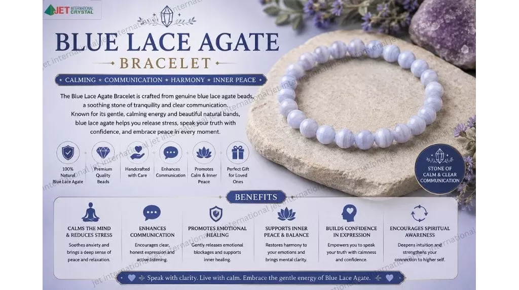 Jet Blue Lace Bracelet | 8mm Breads | Smooth Communication | Calm Mind | Mercury-Moon Balancing