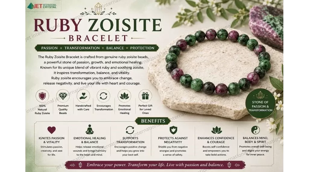 Jet Ruby Zoisite Bracelet | 8mm Beads | Positive Growth | Positivity