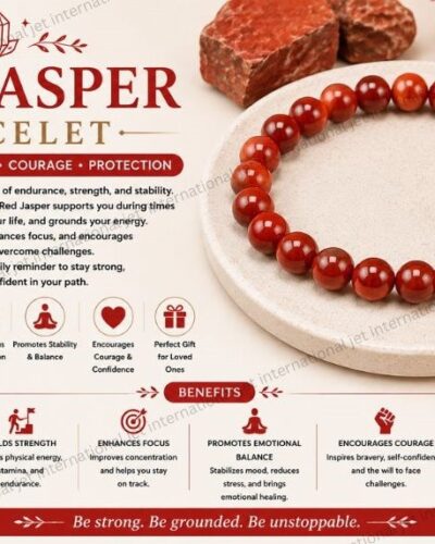 Jet Red Jasper Bracelet | 8mm Beads | Chakra Balancing | Healing
