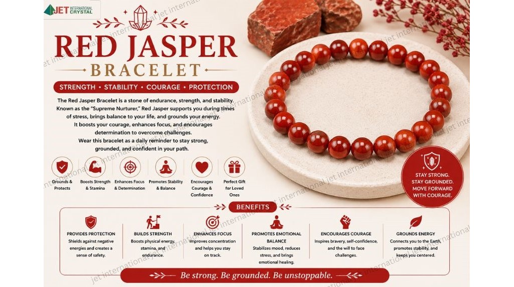 Jet Red Jasper Bracelet | 8mm Beads | Chakra Balancing | Healing