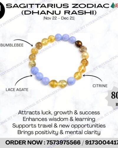 Jet Sagittarius Zodiac Bracelet | 8mm Beads | Spiritual Energy | Optimism & Joy