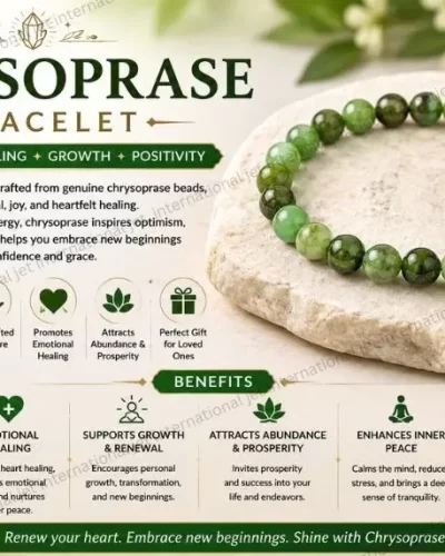 Jet Chrysoprase Bracelet | 8mm Beads | Heart Healing | Emotional Calm