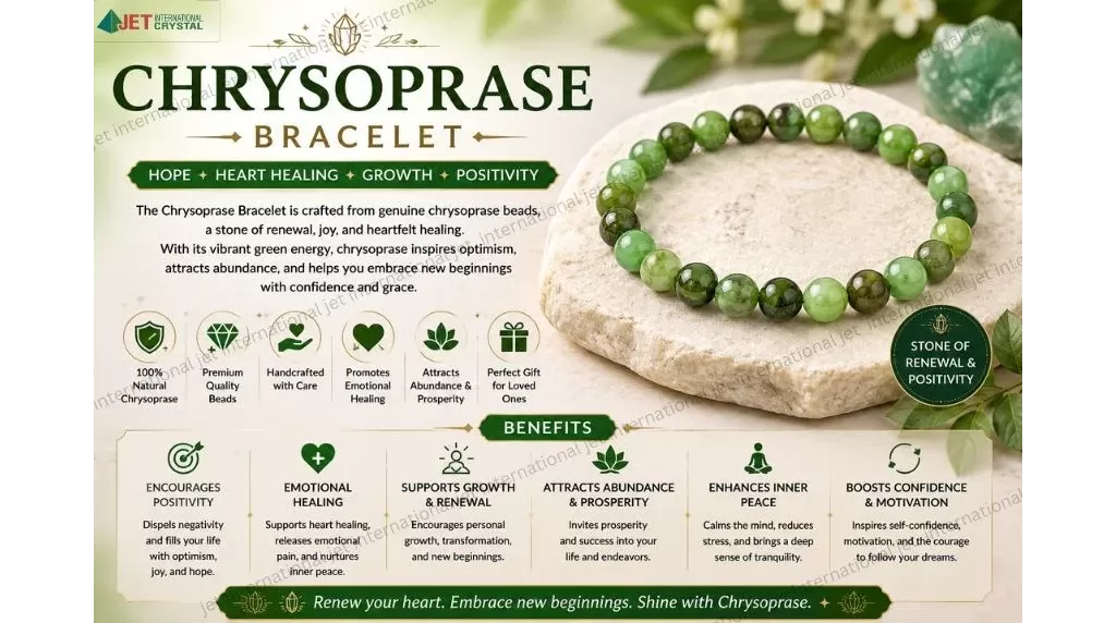 Jet Chrysoprase Bracelet | 8mm Beads | Heart Healing | Emotional Calm