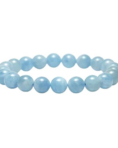 Jet Aquamarine Bracelet | 8mm Breads | Healing | Strength Prosperity