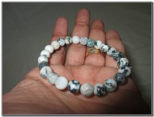 Jet Tree Agate Bracelet | 8mm Beads | emotional healing| energy balance