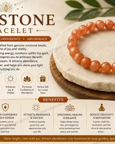 Jet Sunstone Bracelet | 8mm Beads | Boost Energy | Sun Power