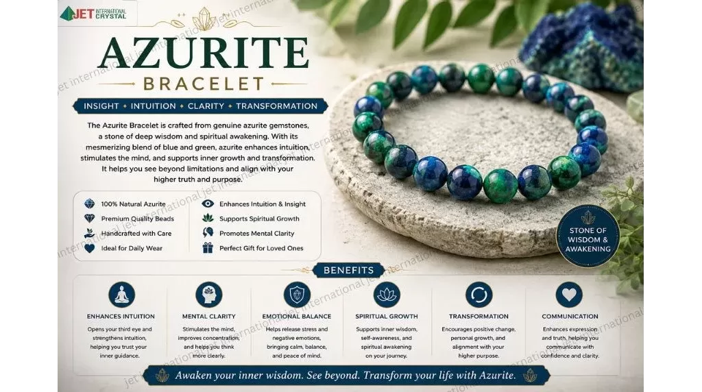 Jet Azurite Bracelet | 8mm Beads | Releases stress | Jupiter Balancing