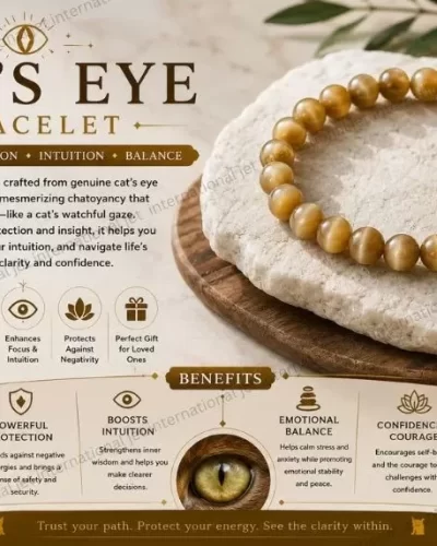 Jet Cat's Eye Bracelet | 8mm Beads | Protection| Rahu-Ketu Balancing
