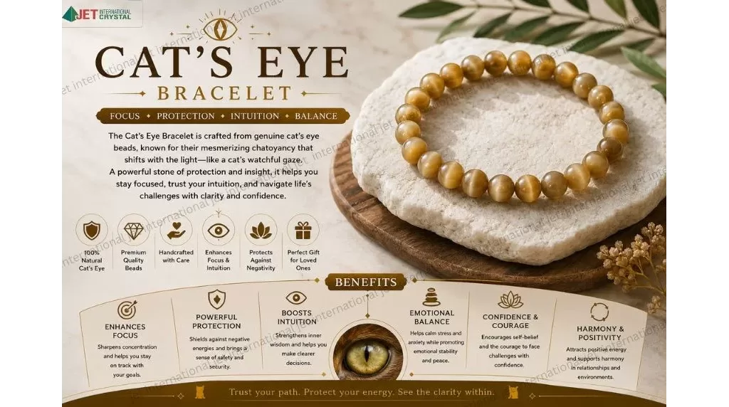 Jet Cat's Eye Bracelet | 8mm Beads | Protection| Rahu-Ketu Balancing