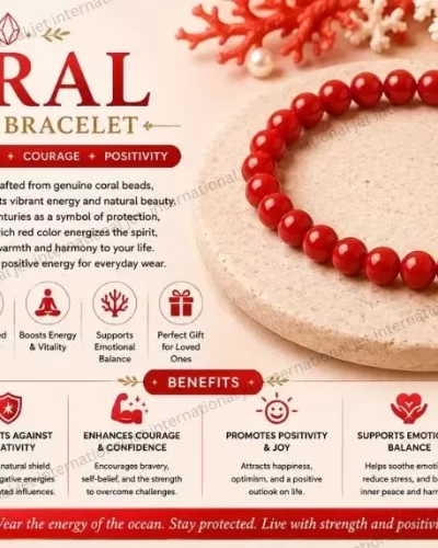 Jet Coral Stretch Bracelet | 8mm beads | Chakra Balancing | Boosting Vitality