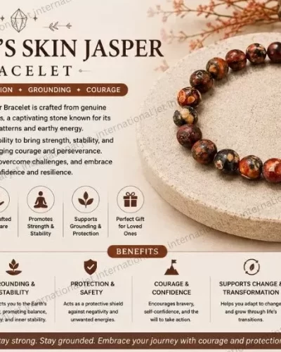 Jet Leopard's Skin Jasper  Bracelet | 8mm Beads | spiritual healing | Confidence | Strength