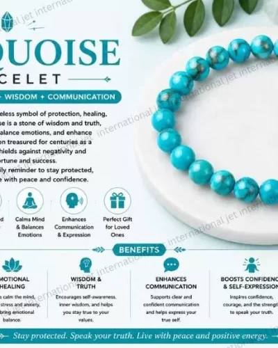 Jet Turquoise Bracelet | 8mm Beads | Emotional balance | Communication