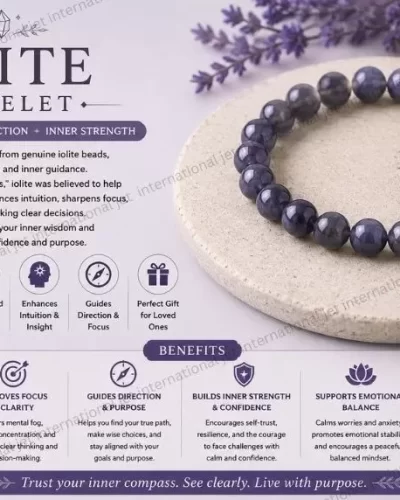 Jet lolite Bracelet | 8mm Beads | Spiritual Growth | Intuition Boost