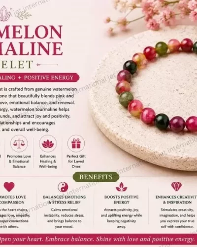 Jet Watermelon Tourmaline Bracelet | 8mm Beads | Chakra Balancing | Positive Energy