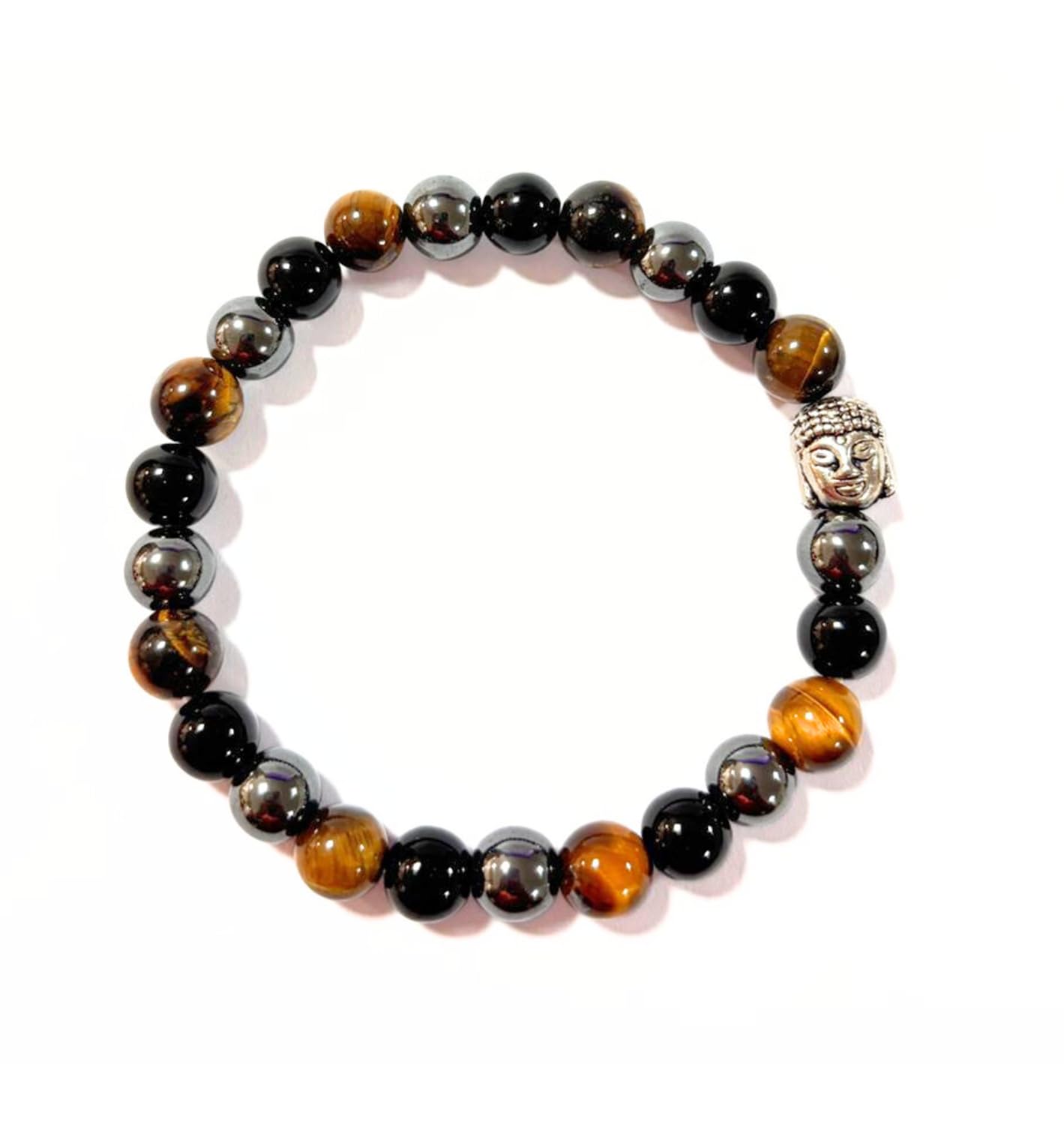Jet Tiger Black Agate Hematite Bracelet | 8mm Beads | Strong Protection | Mental Stability
