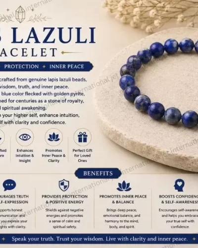 Jet Lapis Bracelet | 8mm Beads | Stress Relief| Protection