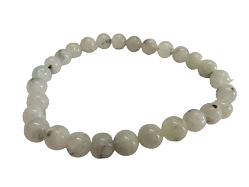 Jet Rainbow Moonstone Bracelet | 7-8mm Beads | Emotional Calm | Healing |